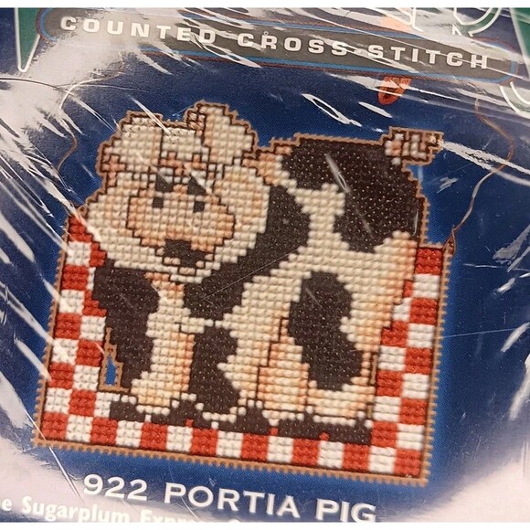 2 Vintage Cross Stitch Kits Wizzers Portia Pig & Jiffy Country Is In My Heart - Picture 2 of 6